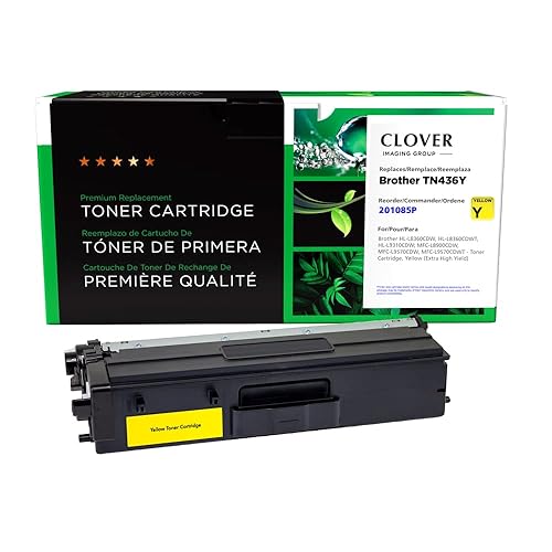 Clover Remanufactured Toner Cartridge Replacement for Brother TN436Y | Yellow | Extra High Yield Yellow 6,500