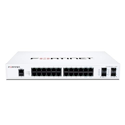 FORTINET FortiSwitch 124F - FS-124F, Managed, 24x GE Port + 4X SFP+ Port + 1x RJ45 Console. Fanless Design. Rack Mountable