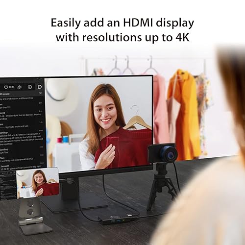 j5create Video Capture Card with PD 60W Pass-Through Charging, Built-in Multi-Function hub, Suitable for Streaming, Live Broadcasting, Video Conference, Teaching, Gaming (JVA01)