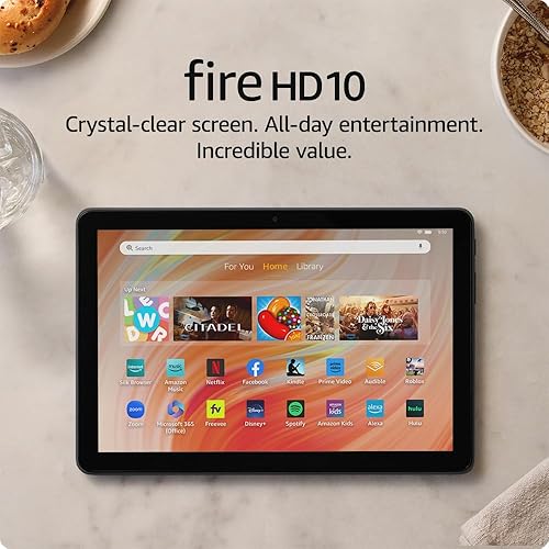 Amazon Fire HD 10 tablet (newest model) built for relaxation, 10.1 vibrant Full HD screen, octa-core processor, 3 GB RAM, 64 GB, Black 64 GB With Lockscreen Ads Black Amazon Fire HD 10