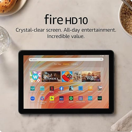 Amazon Fire HD 10 tablet (newest model) built for relaxation, 10.1 vibrant Full HD screen, octa-core processor, 3 GB RAM, 64 GB, Black 64 GB With Lockscreen Ads Black Amazon Fire HD 10