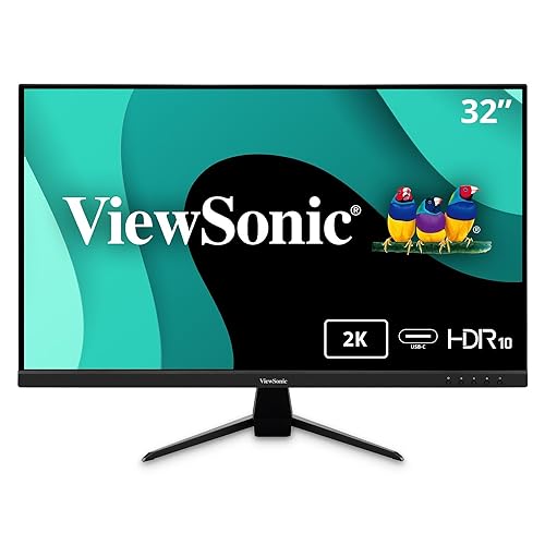 ViewSonic VX3267U-2K 32 Inch 1440p IPS Monitor with 65W USB C, HDR10 Content Support, Ultra-Thin Bezels, Eye Care, HDMI, and DP Input, Black 32-Inch 1440p