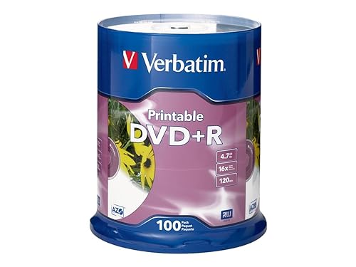 Verbatim Corporation 100pk Dvd+r 16x 4.7gb White Inkjet Printable Spindle