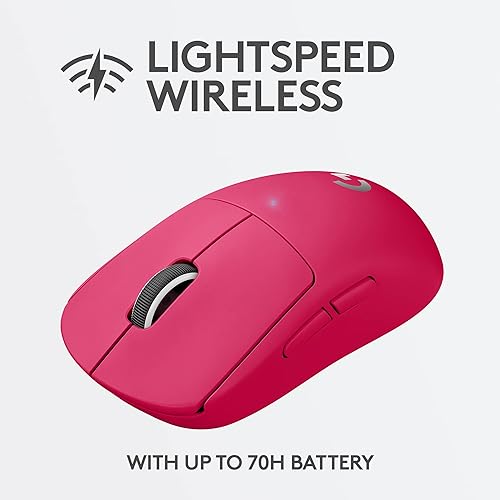 Logitech G PRO X SUPERLIGHT Wireless Gaming Mouse, Ultra-Lightweight, HERO 25K Sensor, 25,600 DPI, 5 Programmable Buttons, Long Battery Life, Compatible with PC / Mac - Magenta Magenta Generation 1 Mouse