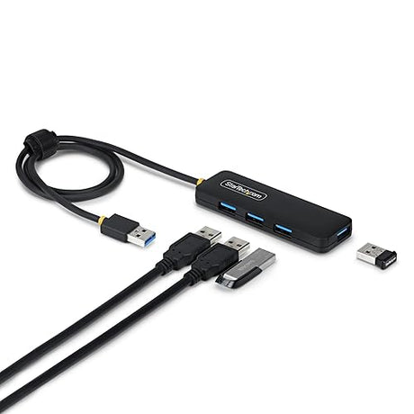 StarTech.com 4-Port USB-A Hub, 5Gbps, Bus Powered, 4X USB-A Mini Hub, Extra Long 2ft/61cm Host Cable, PCR Plastic