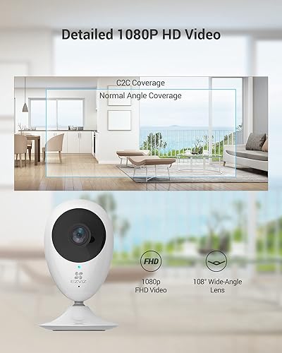 EZVIZ Indoor Security Camera 1080P, Motion Alert, Night Vision, Baby/Pet/Elder Monitoring, 2-Way Talk, Compatible with Alexa Google (C2C)