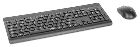 Manhattan Wireless Keyboard and Mouse Combo Set - Full-Size, Quiet Typing, 1200 DPI Precision, Universal Compatibility, USB Receiver - 180771