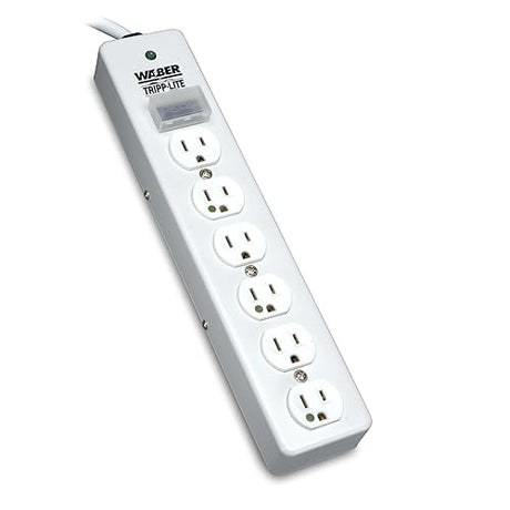 Tripp Lite SPS610HGRA Surge Protector Strip Medical RT Angle Plug 6 Outlet 10-Feet Cord 6 Outlet, 10ft Cord