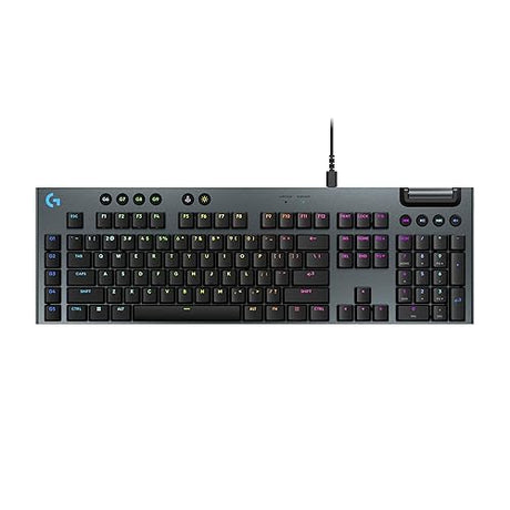 Logitech G915 X Low-Profile Wired Mechanical Gaming Keyboard, Double-Shot PBT Keycaps, Fully Programmable Keys, RGB Lighting, Aluminum Finish, GL Brown Tactile Switches - PC/Mac Black Full-Size Wired Tactile
