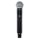 Shure SLXD24D/B58 Dual Channel Digital Wireless Microphone System - Includes Two SLXD2 Handheld Transmitters with BETA 58A Vocal Mic Capsules, SLXD4D Rack Mount Receiver | G58 Band (SLXD24D/B58-G58)