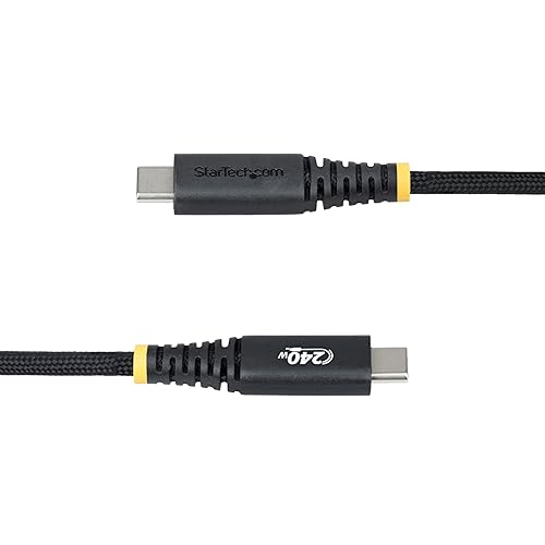 StarTech.com 10ft (3m) USB-C Charging Cable, 240W (5A) PD EPR, Dual-Layer Silicone/Braided Jacket, Laptop Charger Cord, USB-IF Certified