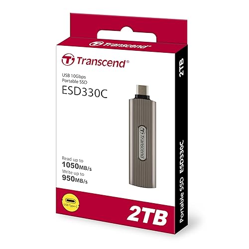 Transcend 2TB ESD330C, External Solild State Drive, Portable SSD, Compatible w/iPhone 4K ProRes, Retractable Connector, Miniature Portable SSD, Up to 1050 MB/s,Type C - TS2TESD330C
