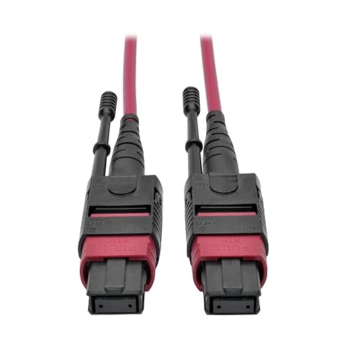 Tripp Lite 3M MTP MPO Multimode Patch Fiber Optic Cable 12 Fiber 40/100Gb OM4 50/125 CMP Magenta 9.8ft (N845-03M-12-MG)