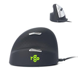 R-Go HE Vertical Ergonomic Mouse, for Left Handed, with Break Software, USB-C/A Wired, Prevents Tennis Elbow/Mouse Arm RSI, Silent Click, 5 Buttons - Compatible Windows/MacOS, Black/Silver