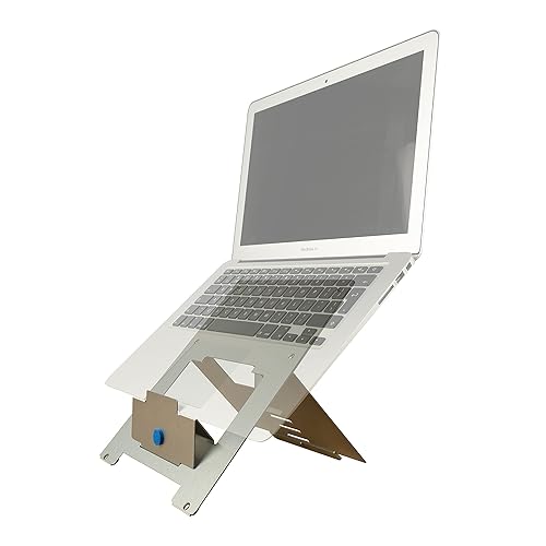 R-Go Ergonomic Laptop Stand, Ultra-Thin Aluminum, Adjustable Portable Notebook Riser for Desk, Compatible with 10-22 MacBook/Air Pro/Dell XPS/Lenovo, Support up to 11ibs, Silver