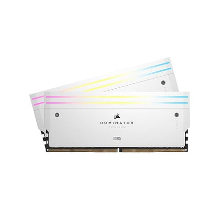 CORSAIR DOMINATOR TITANIUM RGB DDR5 RAM 32GB (2x16GB) DDR5 7200MHz CL34 Intel XMP iCUE Compatible Computer Memory - White (CMP32GX5M2X7200C34W)