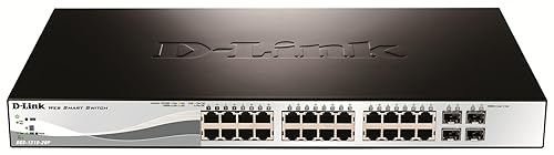 D-Link 28-Port Gigabit Smart Managed PoE Switch, 24 PoE+ Ports (193W), 4 SFP Combo Ports, L2+ features, Static Routing, VLANs, Cable Diagnostics, WebSmart, Web UI (DGS-1210-28P) - 28 Port, 24 PoE 192W, 4 SFP, Beige