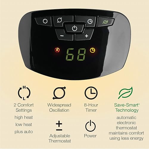 Lasko 5538 Ceramic Tower Heater with Remote Control, 8.5l x 7.25w x 23h