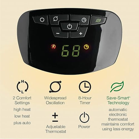 Lasko 5538 Ceramic Tower Heater with Remote Control, 8.5l x 7.25w x 23h