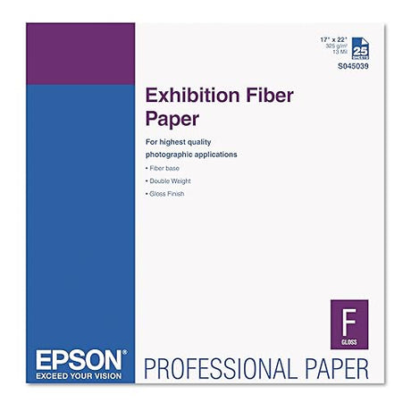 Epson Exhibition Fiber Paper, 13 Mil, 17 X 22, White