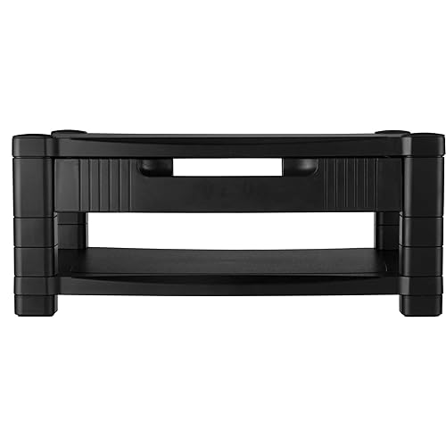 Kantek MS480 Two-Level Stand, Removable Drawer, 17 x 13 1/4 x 3 to 6 1/2-Inches (Black) Two Level with Drawer