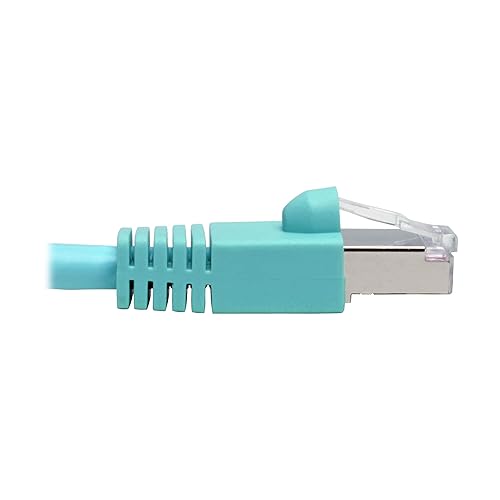 Tripp Lite Cat6a Ethernet Cable (M/M), Shielded Cat6a Cable, STP Network Patch Cable, 10 Gbps, PoE, Aqua, 30 ft. (N262-030-AQ) Aqua 30 ft
