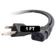 C2G 1FT Replacement AC Power Cord - Power Cable for TV, Computer, Monitor, Appliance & More (24240) 1 Pack 1 FT