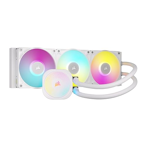 Corsair iCUE Link Titan 360 RX RGB Liquid CPU Cooler – 360mm AIO – 3X RX120 RGB Fans Included – Fits Intel LGA 1851/1700, AMD AM5/AM4 – iCUE Link System Hub Included – White White 360mm AIO