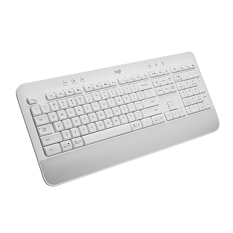 Logitech Signature K650 Comfort Full-Size Wireless Keyboard with Wrist Rest, BLE Bluetooth or Logi Bolt USB Receiver, Deep-Cushioned Keys, Numpad, Compatible with Most OS/PC/Window/Mac - Off White Keyboard Off White