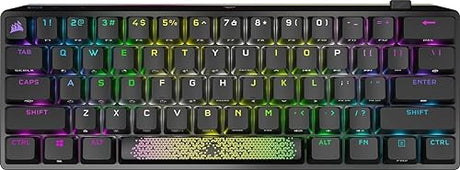 Corsair K70 PRO Mini Wireless RGB 60% Mechanical Gaming Keyboard (Fastest Sub-1ms Wireless, Swappable Cherry MX Speed Keyswitches, Durable Aluminum Frame and PBT Double-Shot Keycap) Black