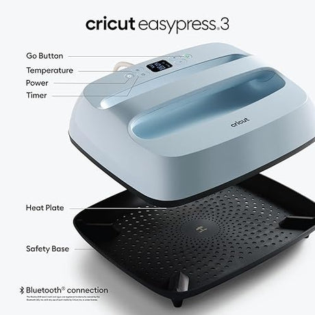 Cricut EasyPress® 3 | 12 in x 10 in | Perfect for Large Heat Transfer Projects | Consistent, Professional Results | Easy to Use with Bluetooth Connectivity