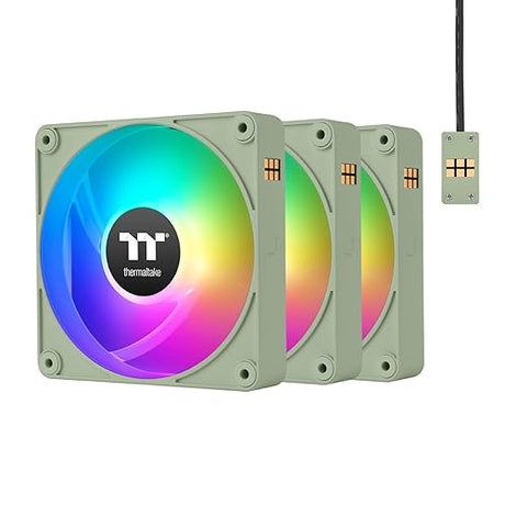 Thermaltake CT140 EX ARGB Sync PC Cooling Fan Matcha Green (3-Fan Pack), Magnetic Connection, 5V Motherboard Sync, 16.8 Million Colors 9 Addressable LEDs, 140 mm Case/Radiator Fan, CL-F197-PL14MG-A