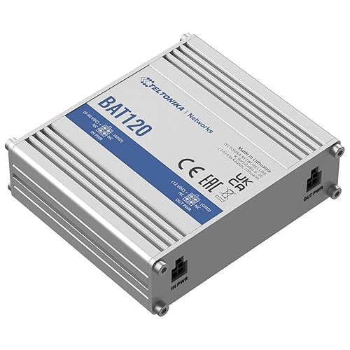 Teltonika BAT120000100 Model BAT120 Uninterrupted Power Supply; 24W US PSU 4-pin Connector; Overvoltage and Reverse Polarity Protection; Aluminum Housing; 2300 mAh Battery Capacity; for up to 6 Hours