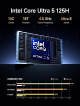 MINISFORUM M1 Pro-125H Mini PC Intel Core Ultra 5 125H (14C/18T, Up to 4.5Ghz), 32GB DDR5 1TB SSD, Mini Computers HDMI2.1/DP1.4/2xUSB4 Quad Display, 2.5G LAN, OCuLink, Dual Speaker/DMIC, WiFi 7, BT5.4 M1 Pro 32GB+1TB