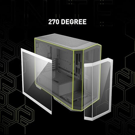 MSI MAG PANO M100R PZ White Micro ATX Gaming Case, Support Back-Connect Motherboard, 270-degree Panoramic Display, 4 aRGB Fans MAG PANO M100R PZ White White mATX