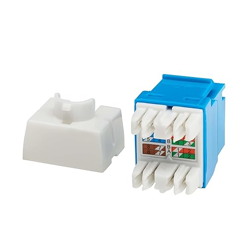 Eaton Tripp Lite Series Cat6 Keystone Jack with Type 4 PoE++ Compliance (4PPoE), 25 Pack, Blue, RJ45 Ethernet, Krone/110 Punchdown, TAA Compliant, Lifetime Manufactuer's Warranty (N238-025-BL-6A) 25 Pack Blue