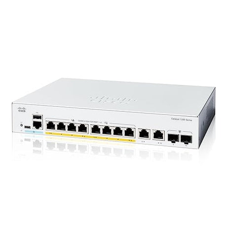 Cisco Catalyst 1200-8FP-2G Smart Switch, 8 Port GE, Full PoE, 2x1GE Combo, Limited Lifetime Protection (C1200-8FP-2G)