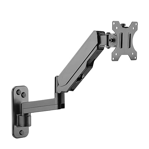 SIIG Aluminum Single Arm Gas Spring Monitor Wall Mount - Heavy Duty Hold 17" to 32" Screens, Up to 19.8 lbs, VESA 75x75 or 100x100 (CE-MT2L12-S1)