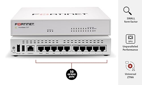 FortiGate-70F Network Security Appliance Plus 1 Year FortiGuard Enterprise Protection and FortiCare Premium (FG-70F-BDL-809-12)