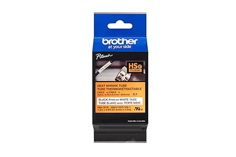 Brother HSe261E 31mm (1.2in) Black on White 3:1 Heat Shrink Tube