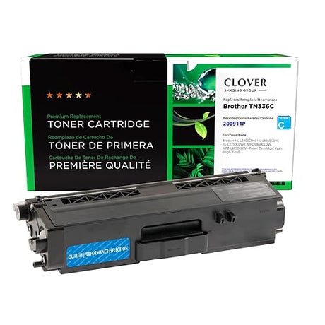 Remanufactured Toner Cartridge Replacement for Brother TN336 | Cyan | High Yield Cyan 3,500