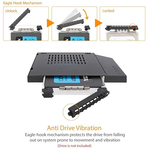 ICY DOCK 2.5 SSD / HDD Hot-Swap SATA Mobile Rack for 9.5mm Ultra Slim CD/DVD-ROM Optical Bay | ToughArmor MB411SPO-2B (Fits 9.5mm Height ODD Slot)