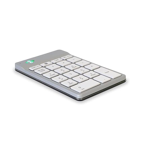 R-Go Number Pad Keyboard, Bluetooth Mini Numeric Keypad with LED Break Indicator, for Financial Accounting, Data Entry & Excel Spreadsheets, Rechargeble Wireless, White White Bluetooth