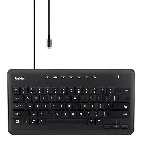 Belkin Wired Keyboard For Apple iPad With Lightning Cable - Works w/ Apple iPad, iPad Pro, iPad Mini, iPad Air Models with Lightning Port - Great for School Supplies - Keyboard With Full Size Keycaps Wired Lightning Keyboard