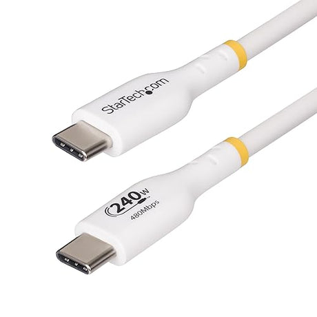 StarTech.com 13ft White USB-C Charging Cable, USB-IF Certified USB C Cable, 240W PD, USB 2.0 Type-C Laptop Charger Cord, M/M
