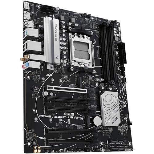 Prime A620-PLUS WIFI6 AMD A620 AM5 ATX Motherboard, DDR5, PCIe 4.0, Dual M.2 Slots, WiFi 6, DisplayPort/HDMI™, Rear & Front USB 5Gbps Type-C®, SATA 6 Gbps, Two-Way AI Noise Cancelation, Aura Sync