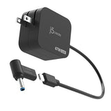 j5create 65W GaN PD USB-C Foldable Mini Charger with HP DC Converter, Suitable for MacBook Pro/Air M2/M1, Dell XPS, HP, iPad Pro, Steam Deck, Laptops, Galaxy S22/S21/S20 (JUP1565)