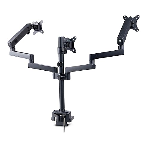 StarTech.com Triple Monitor Desk Mount for Up to Three 27in Screens, VESA 75x75/100x100, Tool-Less Arm Adjustments