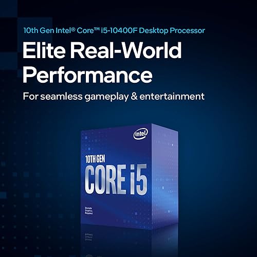 Intel Core i5-10400F Desktop Processor 6 Cores up to 4.3 GHz Without Processor Graphics LGA1200 (Intel 400 Series chipset) 65W, Model Number: BX8070110400F