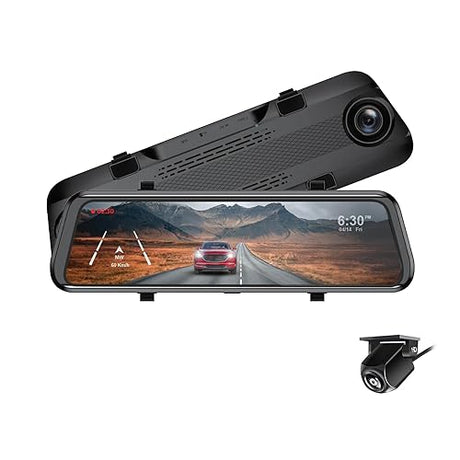 myGEKOgear Gear Orbit D100 Dual Dash Cam - 1080P Rearview Mirror and Backup Camera with 9.66” Touchscreen, LDWS, FCWS, G-Sensor, Loop Recording, Parking Monitor, 32GB Memory, Front and Rear Cameras